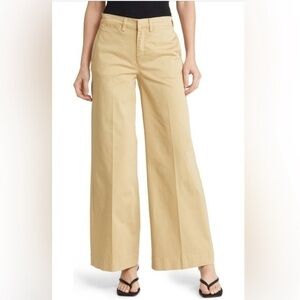 Frame Jeans Wide Leg Tomboy Leg Trousers in Washed Tan